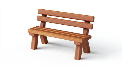 wooden garden bench kawaii design on white background