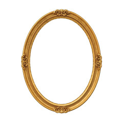Gold oval picture frame with ornate detailing
