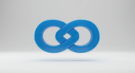 Sleek, glossy blue infinity symbol elegantly floating against a clean, minimalist gradient background, perfect for symbolizing endless possibilities and continuous progress in modern business.