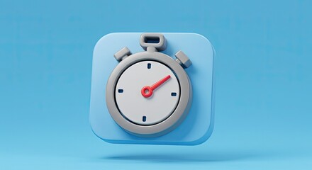 Modern 3D stopwatch icon symbolizing efficiency and timely delivery, perfect for business presentations and project management visuals