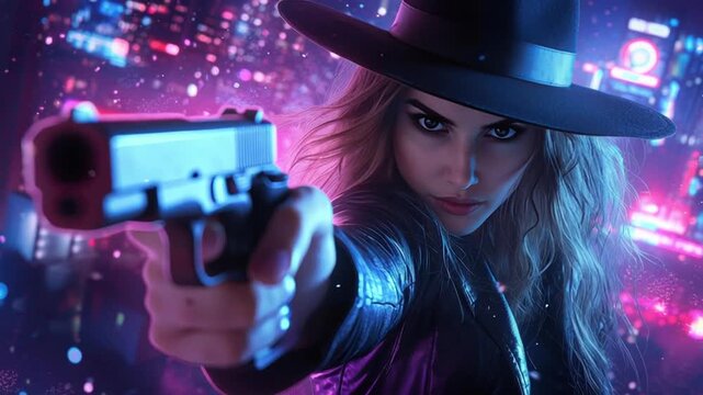 A female detective solving a case in a futuristic city
