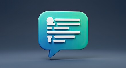 Modern 3D chat bubble icon symbolizing communication, messages, and online conversations, perfect for digital platforms and apps