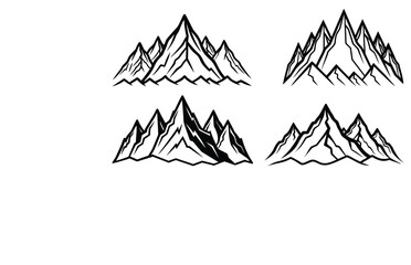 Obraz premium Minimal Continuous Line Mountain Vector Icon Set Abstract Peaks Silhouette Outdoor Symbols