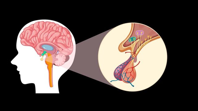 Animated Diagram Detailing Human Pituitary Gland Anatomy and Connections