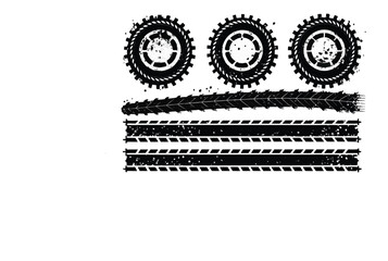Grunge Tire Tracks Set Black Wheel Print Marks and Vector Textures