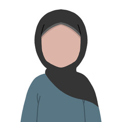 Flat Vector Avatar of Muslim Woman Wearing Black Hijab