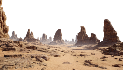 Desert landscape with jagged rock formations
