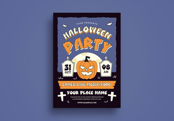 Orange and Yellow Flat Design Halloween Party Flyer Layout