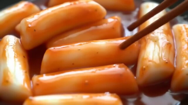 Close-up of Korean food, possibly Tteokbokki