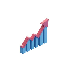 3D Business Analytics Chart with Upward Trend Arrow (Transparent PNG)