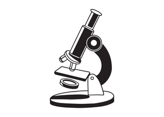 Microscope Silhouette Vector Illustration Medical Science and Research Icon.