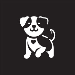 cute dog animal silhouette with white background