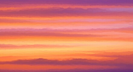 Obraz premium A warm, painterly sky presents layers of color blending across the horizon, transitioning from vibrant orange to hues of pink and purple