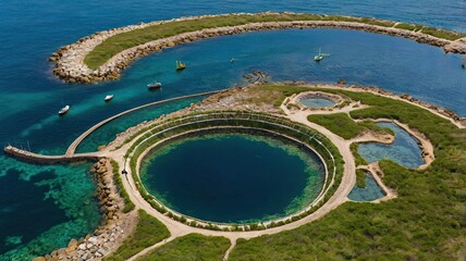 Discover this stunning coastal natural wonder featuring unique circular pools and crystal-clear turquoise waters, perfect for travel inspiration and serene landscape appreciation