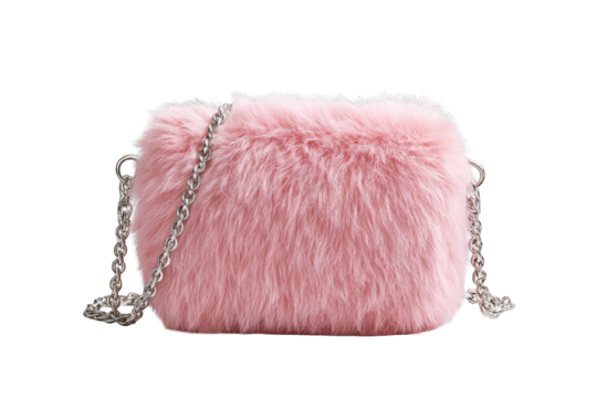 Pink faux fur crossbody bag