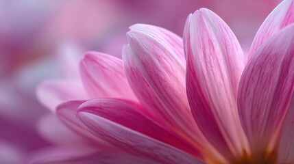 Fototapeta premium Delicate Petals: A macro shot captures the intricate details of soft, pink petals, creating a soothing and elegant aesthetic.
