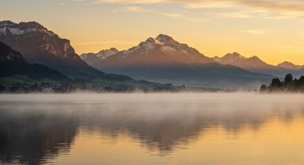 Fototapeta premium Sunrise Over Swiss Mountains