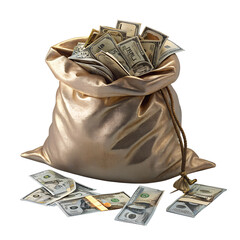 realistic 3d render of money bag on white background png