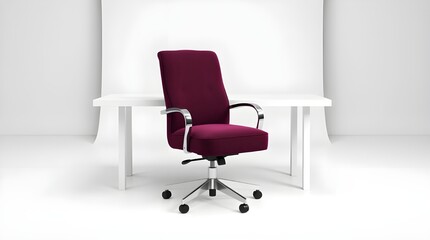 wheel chair like office chair with white table