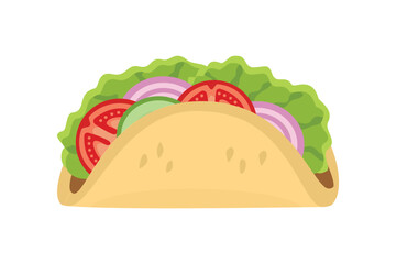 Taco illustration. Homemade tacos. Vegetarian tacos. Mexican cuisine. Sandwich.