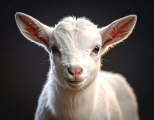 Obraz premium Close-up of a sweet white baby goat