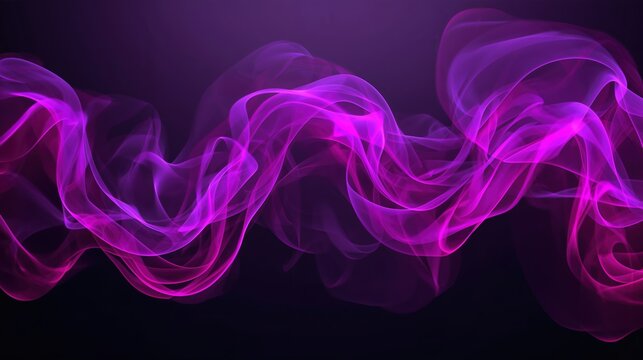 Vibrant purple smoke wisps gracefully flowing across a dark, moody background - Powered by Adobe