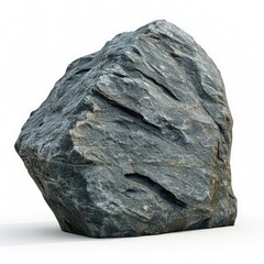 A high-resolution photograph of a large, isolated rock on a white background.