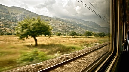 Mountain View from a Train Window