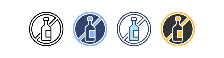 No Alcohol Icon Set Multiple Style Collection