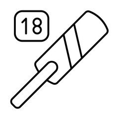 cricket stick icon with thin style