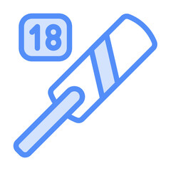 cricket stick icon with linear color style