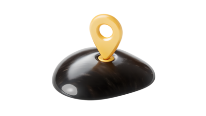 Black Stone Pendant with Gold Bail on transparent background on white background