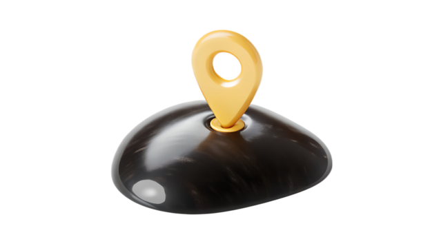 Black Stone Pendant with Gold Bail on transparent background on white background