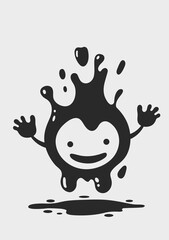 Liquid Cartoon character blot. Cute liquid smiling monster.