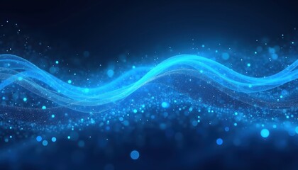 Fototapeta premium Blue Luminescent Lines Flowing Like a Futuristic Tide