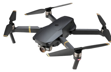 Dark gray drone with gold accents