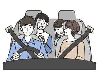 家族4人でドライブ