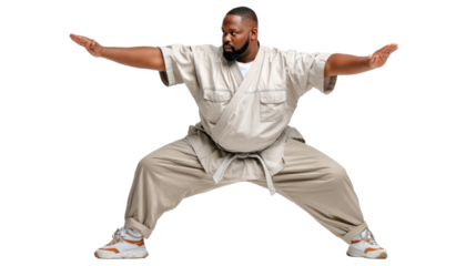 Zen Master: A robust figure of inner strength strikes a graceful pose, his form embodying the principles of balance and harmony.