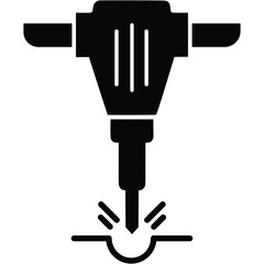 Obraz premium Jackhammer solid silhouette icon, demolition tool, construction equipment
