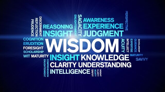 Wisdom animated word cloud-text design animation tag kinetic typography seamless loop.