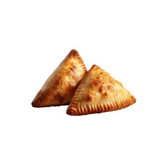 Two Golden Brown Empanadas on Black Background