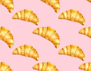 Croissant pattern on a pink background