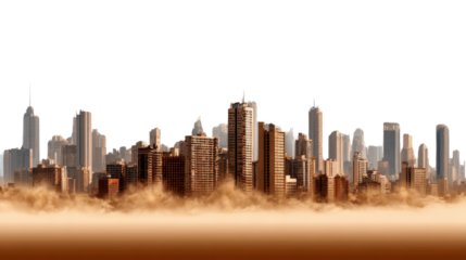Urban Dust Storm: A captivating cityscape is enveloped in a mesmerizing dust storm, blending the boundaries between the city's resilience and the earth's power.  