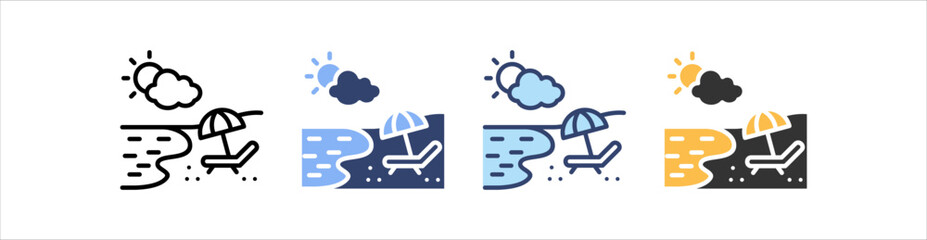Spring Beach Icon Set Multiple Style Collection