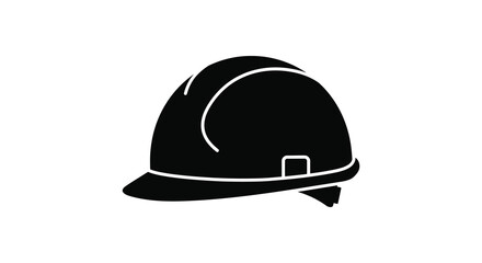 A black firefighter helmet with a chin strap and white outline