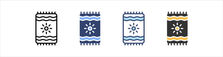 Beach Towel Icon Set Multiple Style Collection