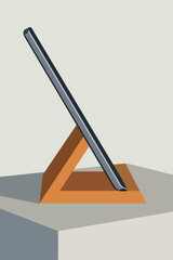 Stylish tablet stands in a modern workspace, creating a functional and organized tech setup for productivity