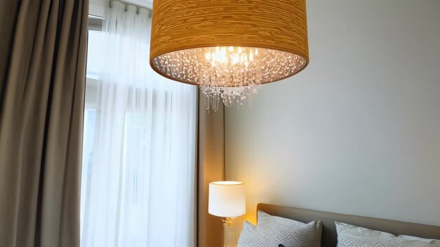 A refined bedroom setup featuring soft tones, modern furniture, and elegant lighting. Ideal for showcasing stylish home decor and relaxation themes.