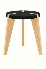 Modern stool with wooden legs and black top perfect for minimalist home decor projects