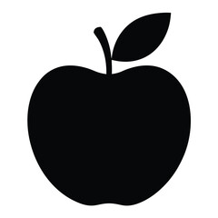 Stylized apple silhouette with a single leaf on a white background